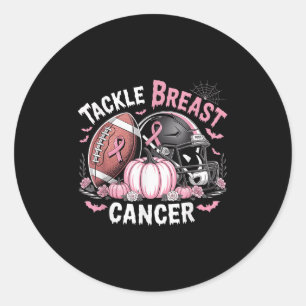 Tackle Breast Cancer Football Breast Cancer Awaren Classic Round Sticker