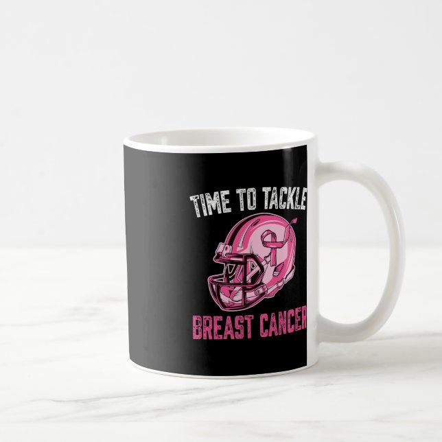 Tackle Breast Cancer Football Helmet Pink Ribbon A Coffee Mug (Right)