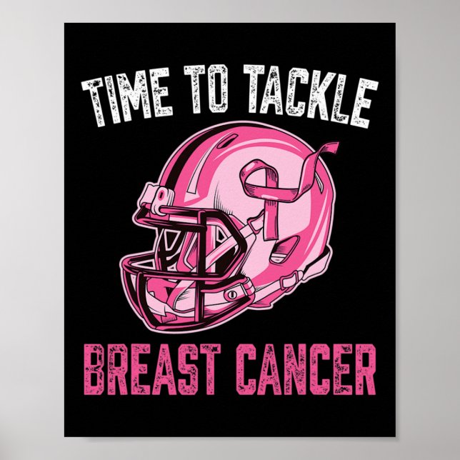 Tackle Breast Cancer Football Helmet Pink Ribbon A Poster (Front)