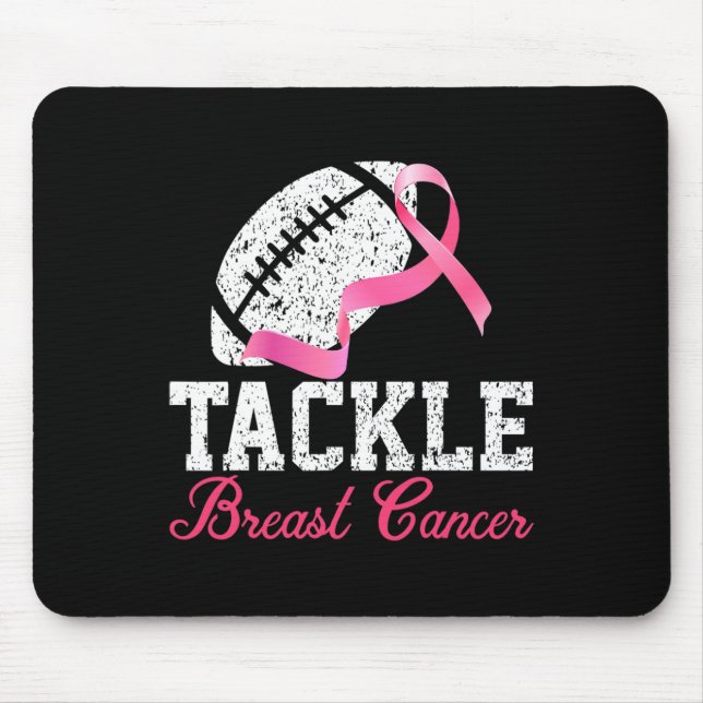 Tackle Breast Cancer Football Survivor Pink Ribbon Mouse Pad (Front)