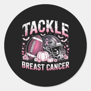 Tackle Breast Cancer Footll Breast Cancer Awarenes Classic Round Sticker