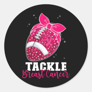 Tackle Breast Cancer Footll Pink Ribbon Awareness Classic Round Sticker