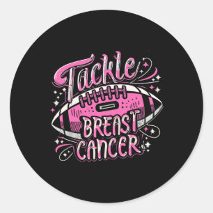 Tackle Breast Cancer Footll Pink Ribbon Awareness Classic Round Sticker