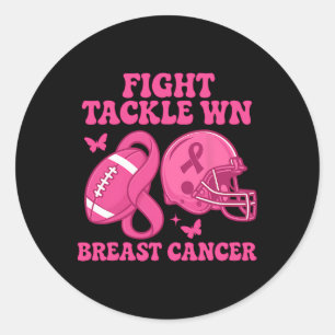 Tackle Breast Cancer Groovy Footll Breast Cancer W Classic Round Sticker
