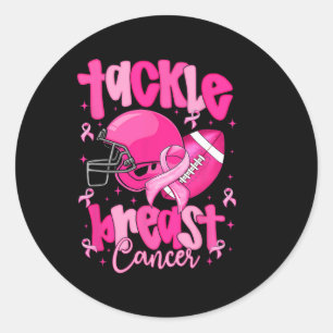 Tackle Breast Cancer Shirt Awareness Pink Ribbon F Classic Round Sticker