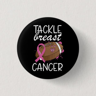 Tackle Cancer Breast Cancer Awareness Ribbon 3 Cm Round Badge