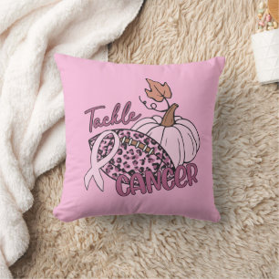 Tackle Cancer Football Pumpkin Breast Cancer Cushion