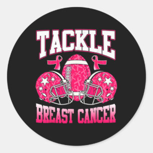 Tackle Cancer Footll Pink Ribbon Breast Cancer Awa Classic Round Sticker