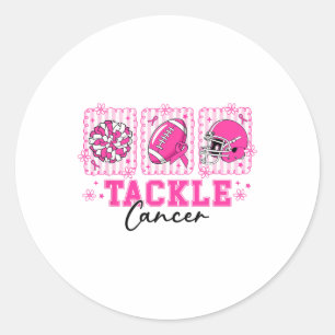 Tackle Cancer Pink Ribbon Footbyll Breast Cancer A Classic Round Sticker