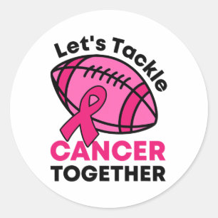 Tackle Cancer Together Football Breast Cancer Ribb Classic Round Sticker