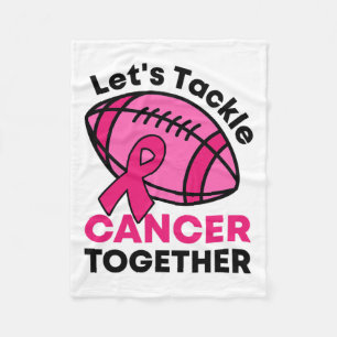 Tackle Cancer Together Football Breast Cancer Ribb Fleece Blanket