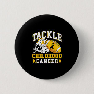 Tackle childhood cancer awareness football gold 6 cm round badge