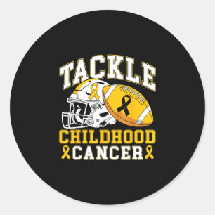 Tackle childhood cancer awareness football gold classic round sticker