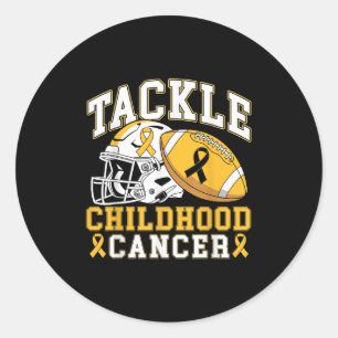 Tackle Childhood Cancer Awareness Football Gold Ri Classic Round Sticker