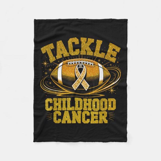 Tackle Childhood Cancer Awareness Football Strengt Fleece Blanket (Front)