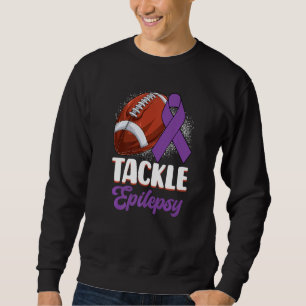 Tackle Epilepsy Awareness Day Warrior Football Pur Sweatshirt