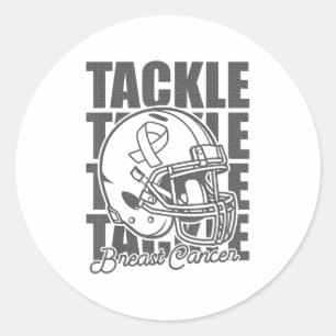 Tackle Football Breast Cancer Awareness Fighter &a Classic Round Sticker