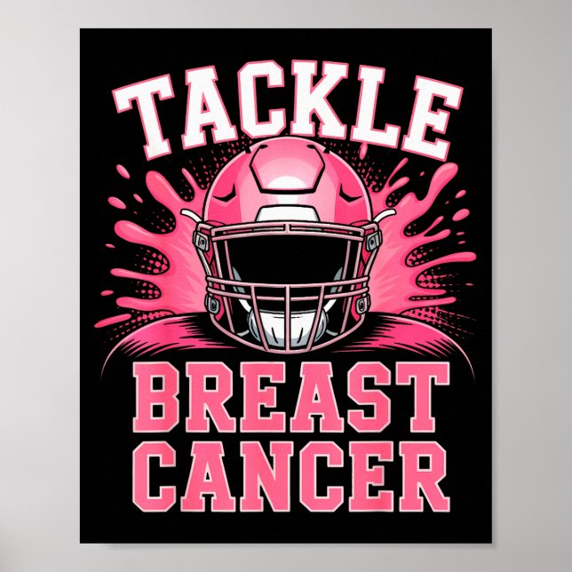 Tackle Football Breast Cancer Awareness Nk Ribbon  Poster (Front)