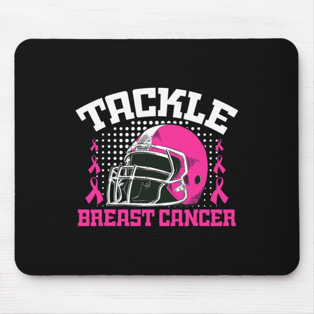 Tackle Football Breast Cancer Awareness Pink Ribbo Mouse Pad (Front)