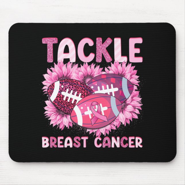 Tackle Football Cancer Pink Ribbon Breast Cancer A Mouse Pad (Front)