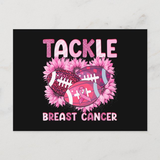 Tackle Football Cancer Pink Ribbon Breast Cancer A Postcard (Front)