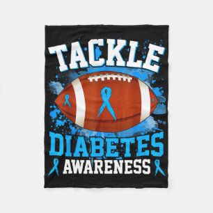 Tackle Football Diabetes Awareness Blue Ribbon Boy Fleece Blanket