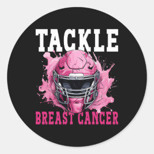 Tackle Footll Breast Cancer Awareness Pink Ribbon  Classic Round Sticker