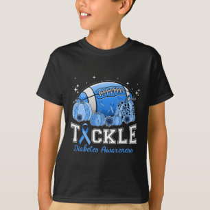 Tackle Footll Diabetes Blue Ribbon Dibetes Awarene T-Shirt