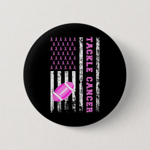 Tackle Footll Pink Ribbon Breast Cancer Awareness 6 Cm Round Badge