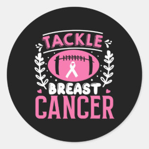 Tackle Footll Pink Ribbon Breast Cancer Awareness  Classic Round Sticker