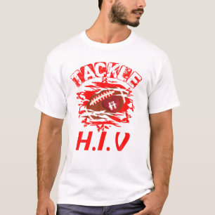 Tackle HIV AIDS Awareness Day Football Ball Red Ri T-Shirt