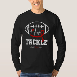 Tackle HIV Aids Awareness Football Red Ribbon Men T-Shirt