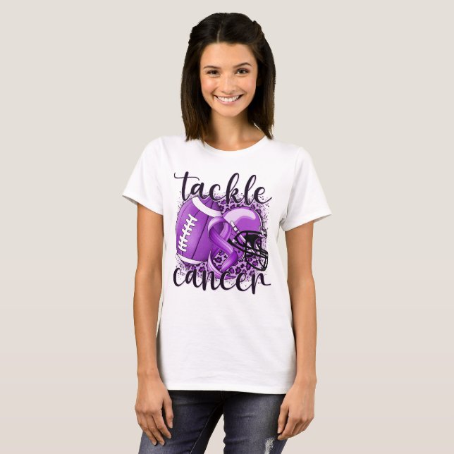 Tackle Hodgkin's Lymphoma Football Themed T-Shirt (Front Full)