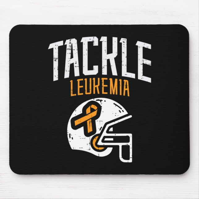 Tackle Leukaemia Helmet Orange Ribbon Blood Cancer Mouse Pad (Front)