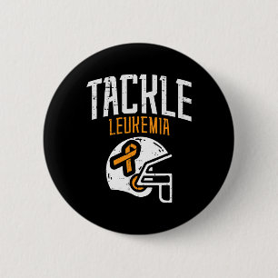 Tackle Leukemia Helmet Orange Ribbon Blood Cancer 6 Cm Round Badge