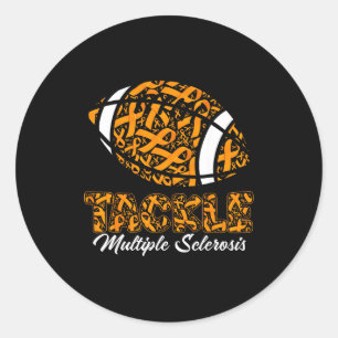 Tackle Multiple Sclerosis Awareness Orange Ribbon Classic Round Sticker