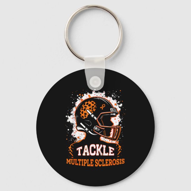 Tackle Multiple Sclerosis Awareness Orange Ribbon  Key Ring (Front)