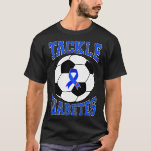 Tackle Soccer Blue Ribbon Tackle Diabetes Awarenes T-Shirt