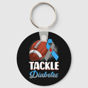 Tackle Type 1 Diabetes Awareness Footll Blue And G Key Ring