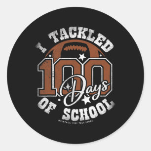 Tackled 100 Days Of School Football 100th Day Boys Classic Round Sticker