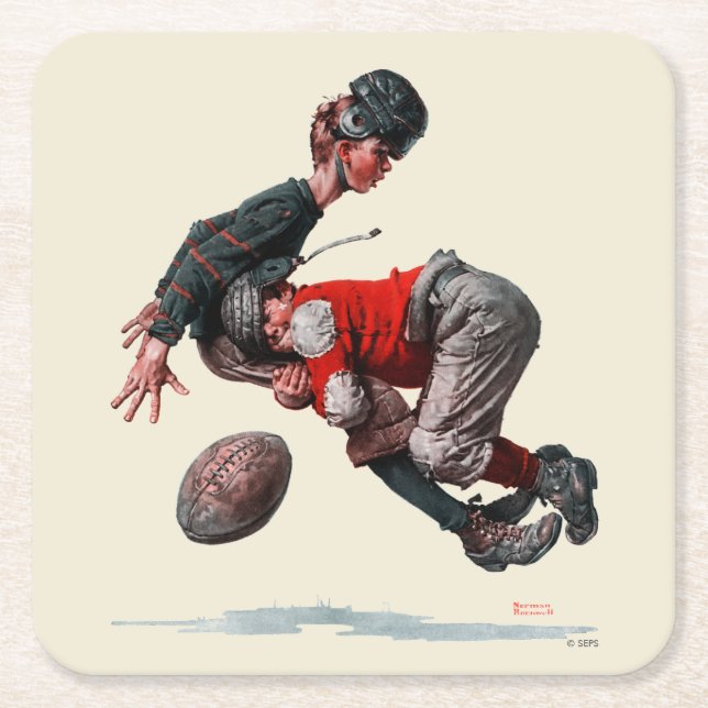 Tackled Square Paper Coaster (Front)