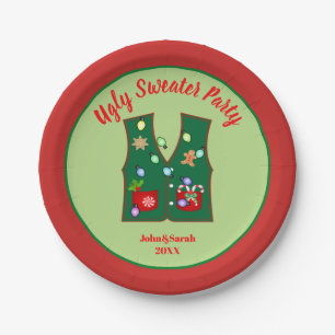 Tacky Christmas Lights Ugly Sweater party Paper Plate