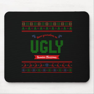 Tacky Christmas Nordic Knit Pattern Red Green Ugly Mouse Pad