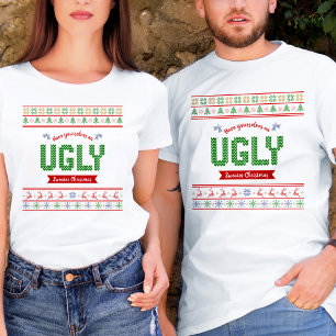 Tacky Christmas Nordic Knit Pattern Red Green Ugly T-Shirt