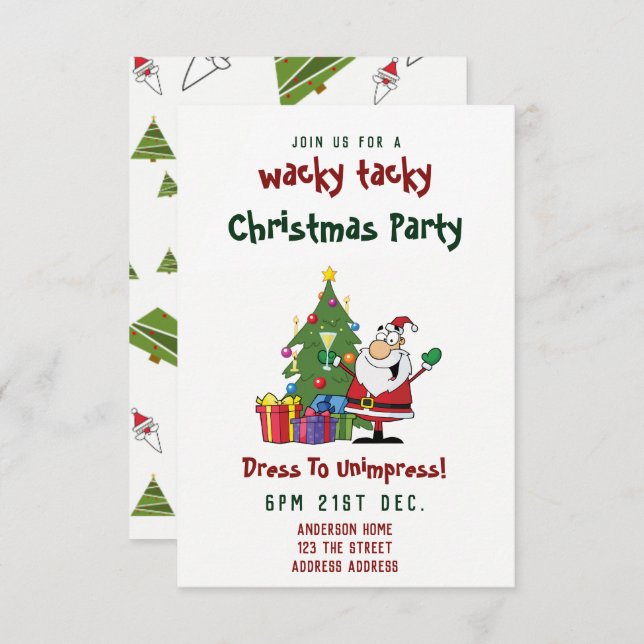 TACKY Christmas Party Invitation Funny Santa (Front/Back)