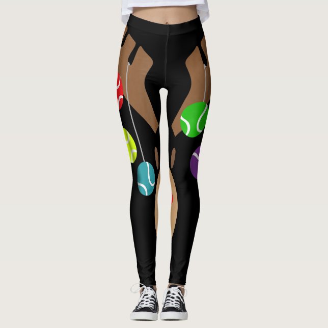 Tacky Christmas Tennis Reindeer With Tennis Ball Leggings (Front)
