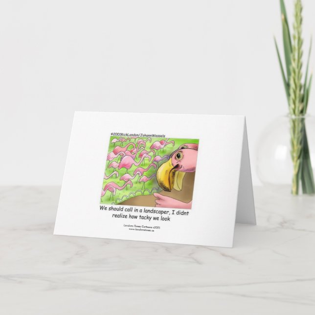 Tacky Pink Flamingos Funny Greeting Card (Front)
