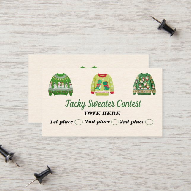 Tacky Sweater Contest Voting Cards (Front/Back In Situ)