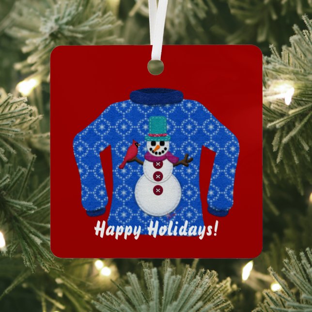 Tacky Ugly Christmas Sweater Personalise Metal Tree Decoration (Insitu)