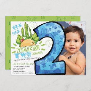 Taco 2nd Birthday Fiesta Photo Invitation
